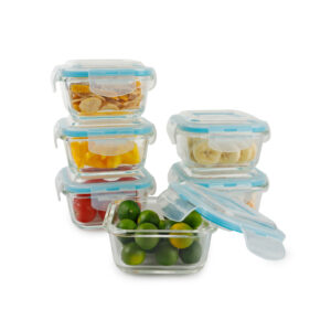 AM. Lot de 6 boîtes de rangement carrées 320ml