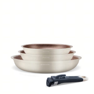 Set de 3 poêles avec une poignée amovible