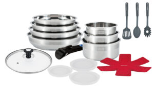 Batterie inox 18 pièces amovible