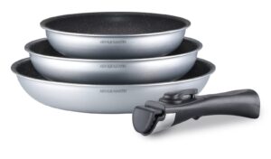 AM. Set de 3 poeles avec une poignée amovible silver