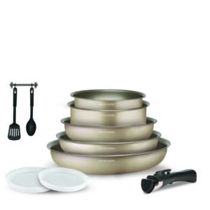 Batterie 10 pièces céramique couleur champagne