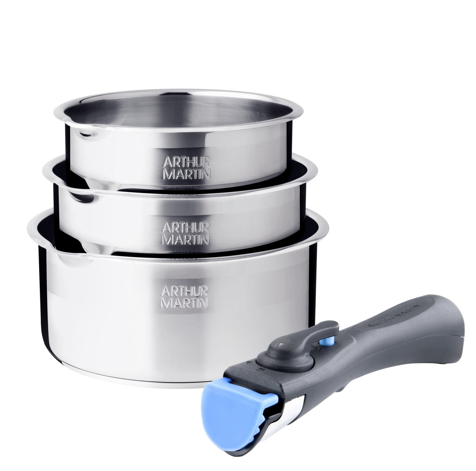 Set de 3 casseroles amovible inox