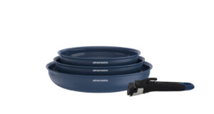 Lot de 3 poêles bleues