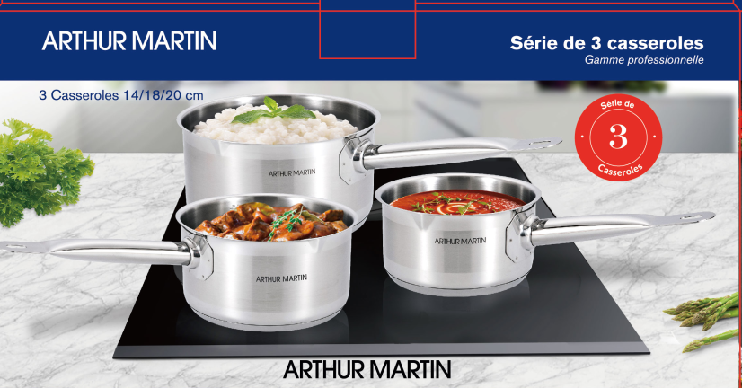 Set de 3 Casseroles inox - Gamme professionnelle