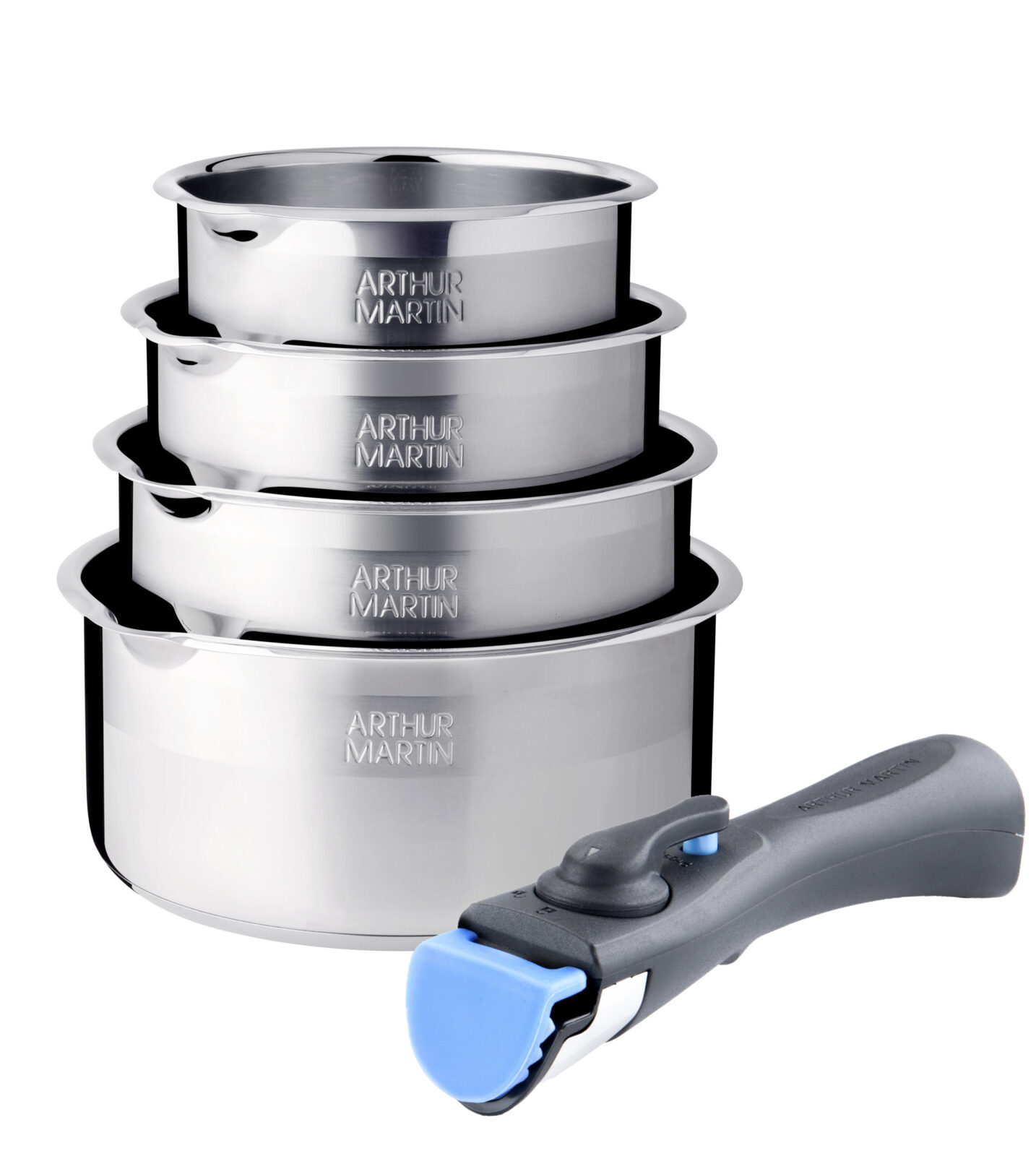 Set de 4 casseroles amovible inox 18/10