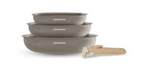 Lot de 3 poêles gris mat