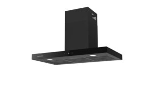 Hotte box 90cm, forme T, noire, commande tactile, 600m3/h