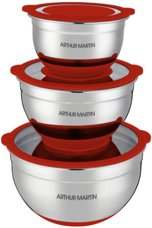 Set 3 bols mélangeurs rouge