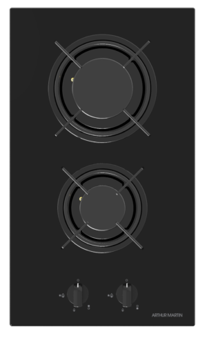 domino gaz 2 foyers verre noir