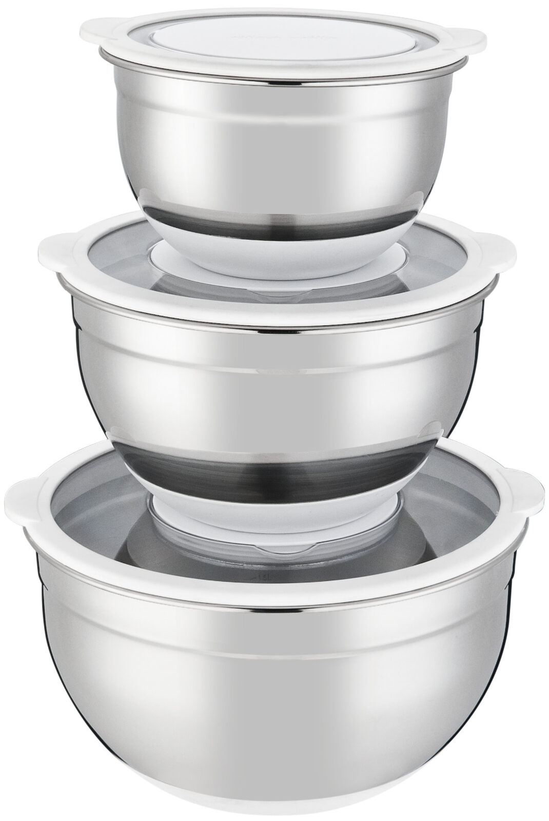 Set de 3 bols melangeurs inox blanc